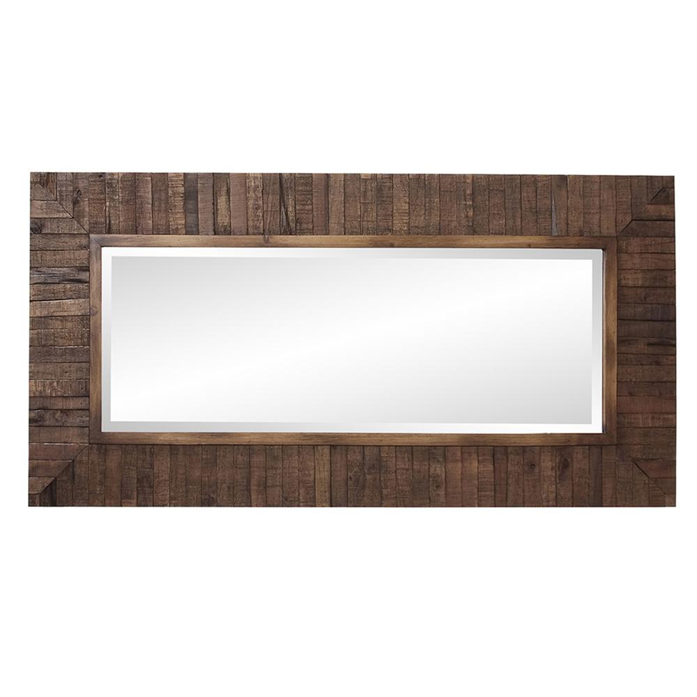 Rectangular Weathered Walnut Stain Strips Mirror - 384177. Picture 4