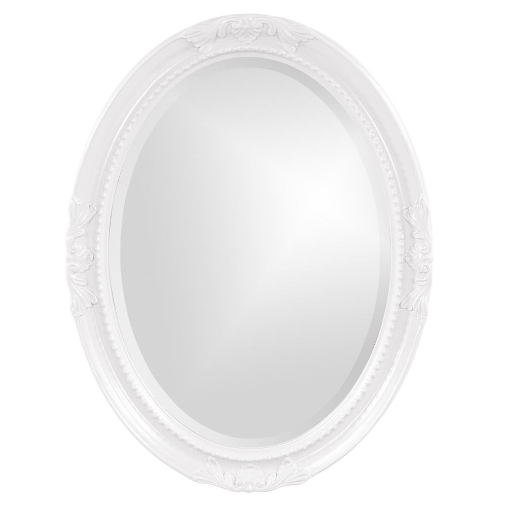 Oval Mirror In A Glossy White Wood Frame - 384179. Picture 1