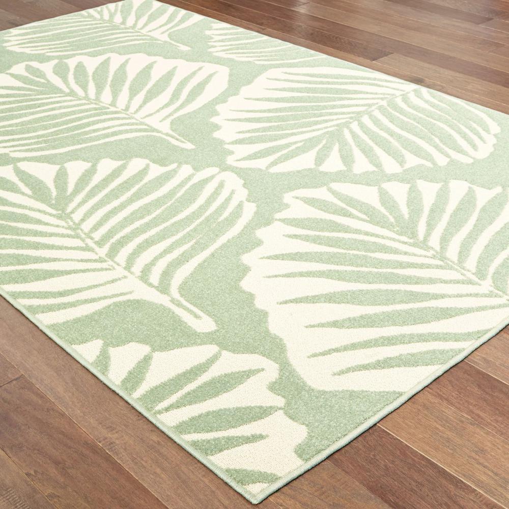 9' x 12' Tropical Light Green Ivory Palms Indoor Outdoor Rug - 384230. Picture 3
