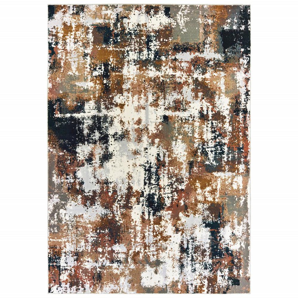 3' x 6' Ivory Gray Abstract Sectors Indoor Area Rug - 384244. Picture 1