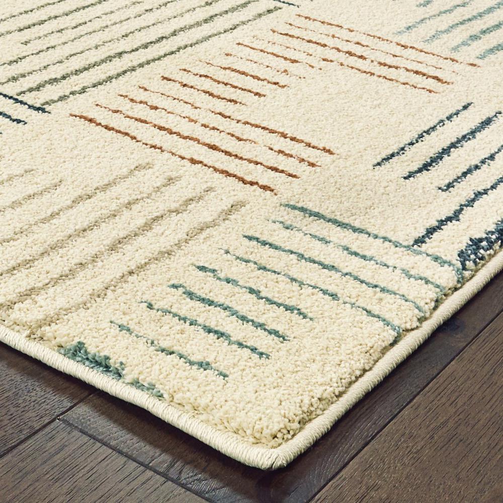 8' Ivory Multi Neutral Tone Scratch Indoor Runner Rug - 384293. Picture 2