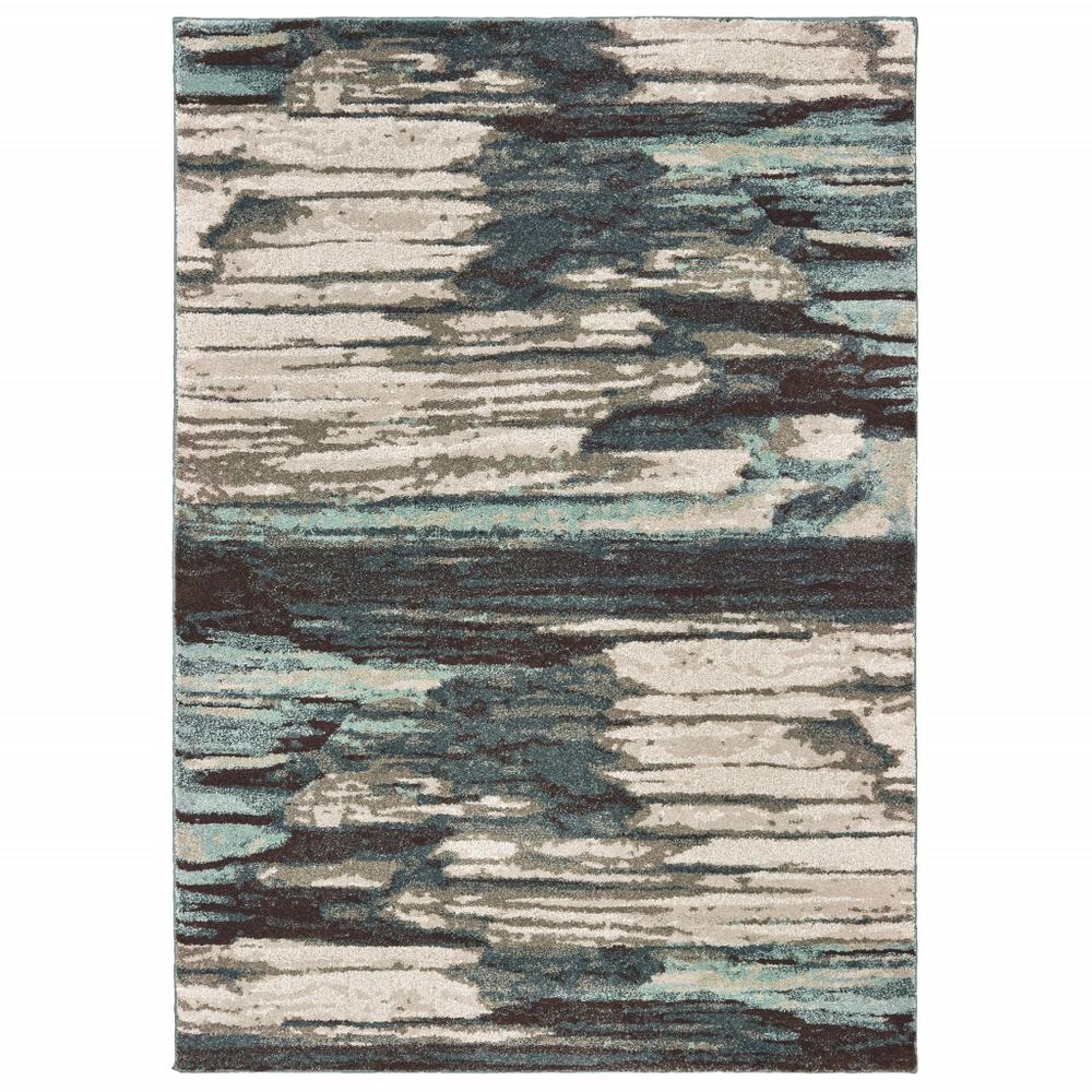2' x 3' Ivory Blue Gray Abstract Layers Indoor Accent Rug - 384299. Picture 1