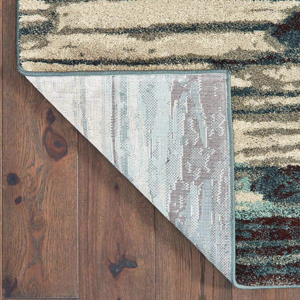 8' Ivory Blue Gray Abstract Layers Indoor Runner Rug - 384300. Picture 3