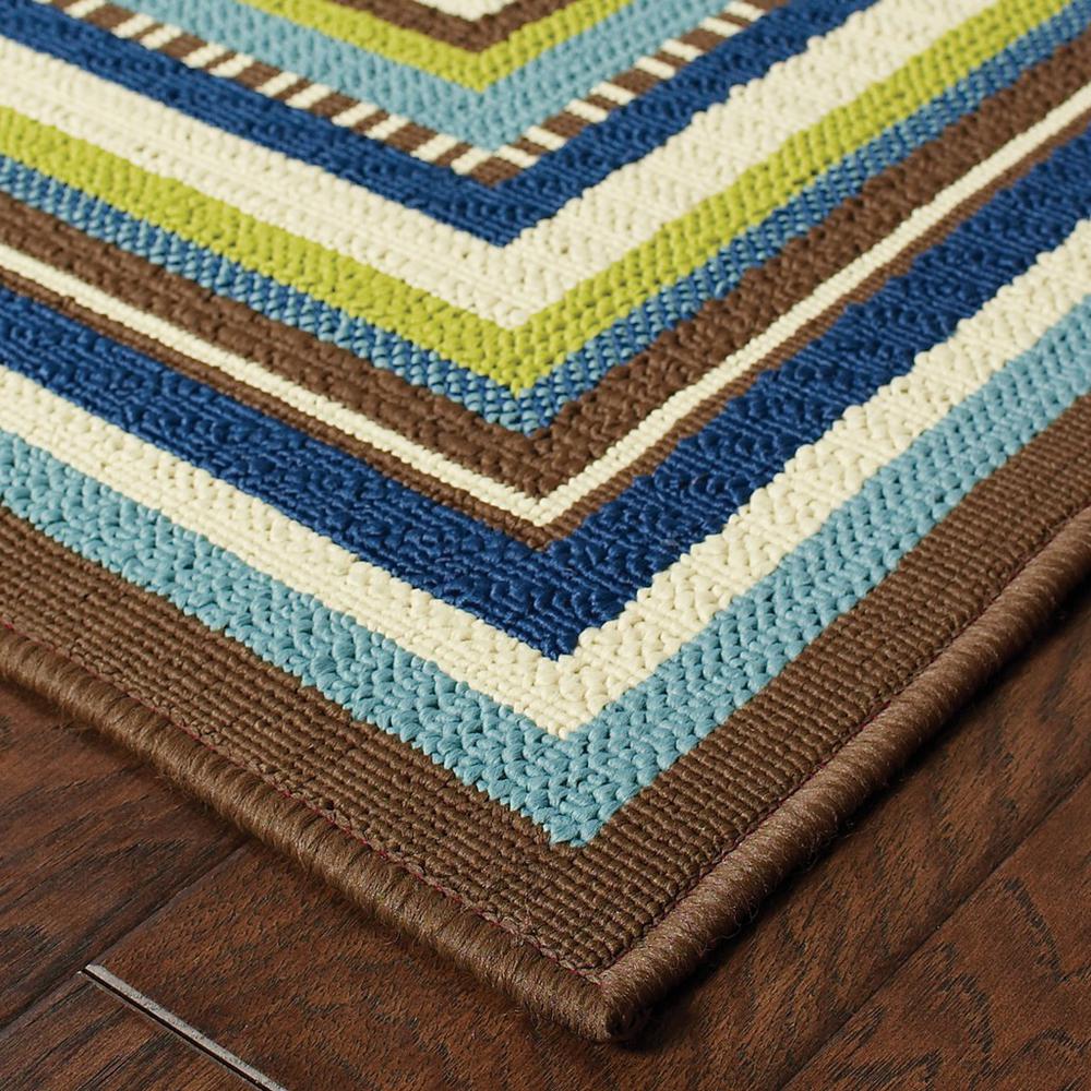 8' Ivory Mediterranean Blue and Lime Border Indoor Outdoor Runner Rug - 384306. Picture 2