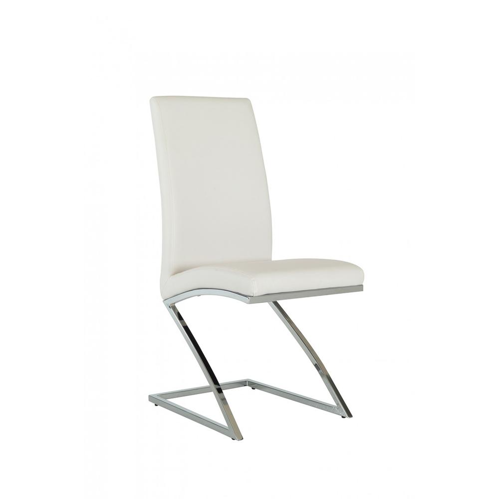 Set of 2 Modern White Faux Leather and Chrome Dining Chairs - 384366. Picture 5