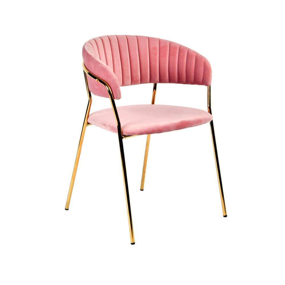 Set of 2 Curved Chic Pink and Gold Velour Dining Chairs - 384374. Picture 3