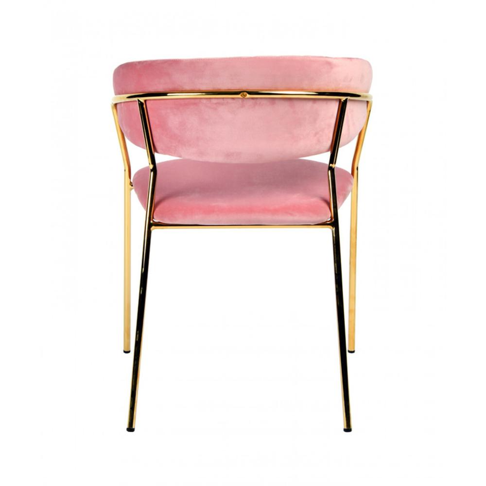 Set of 2 Curved Chic Pink and Gold Velour Dining Chairs - 384374. Picture 4