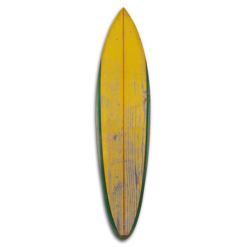 Distressed and Rustic Yellow Surfboard Wood Panel Wall Art - 384585. Picture 2