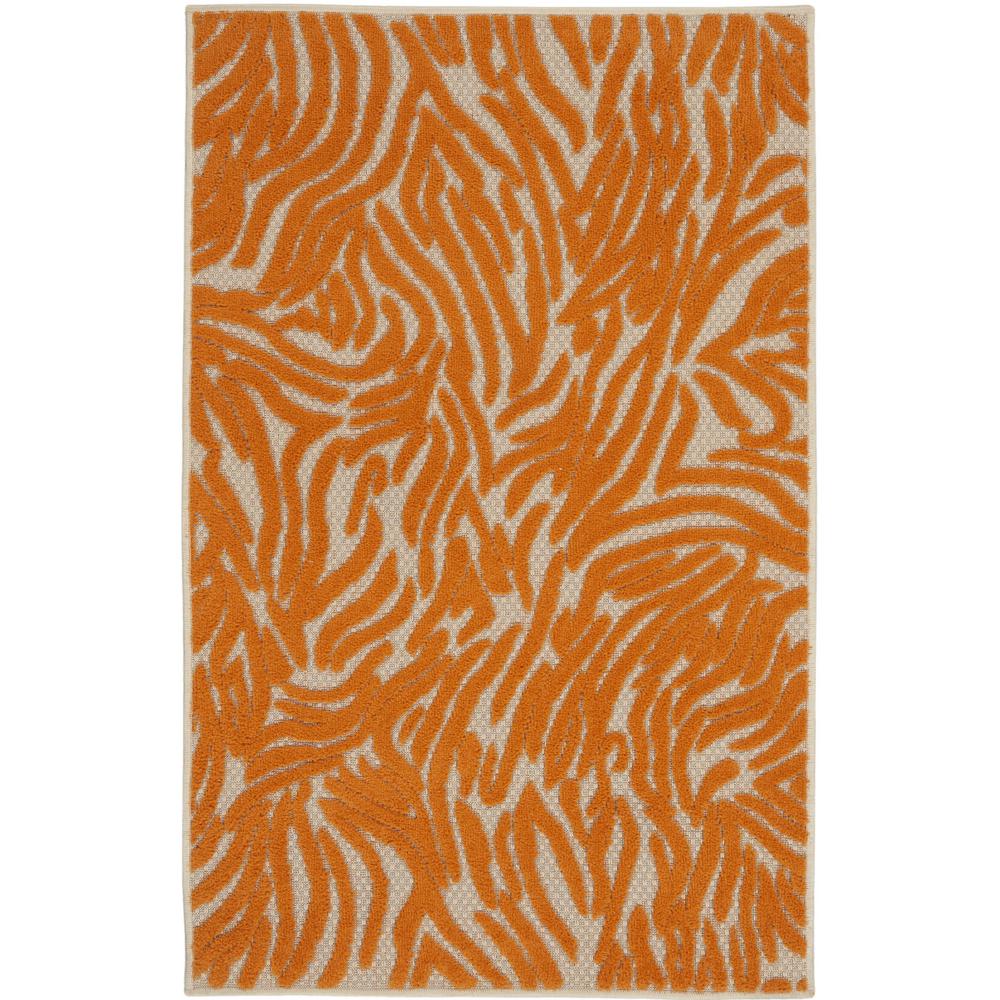 3’ x 4’ Orange Zebra Pattern Indoor Outdoor Area Rug - 384589. Picture 1