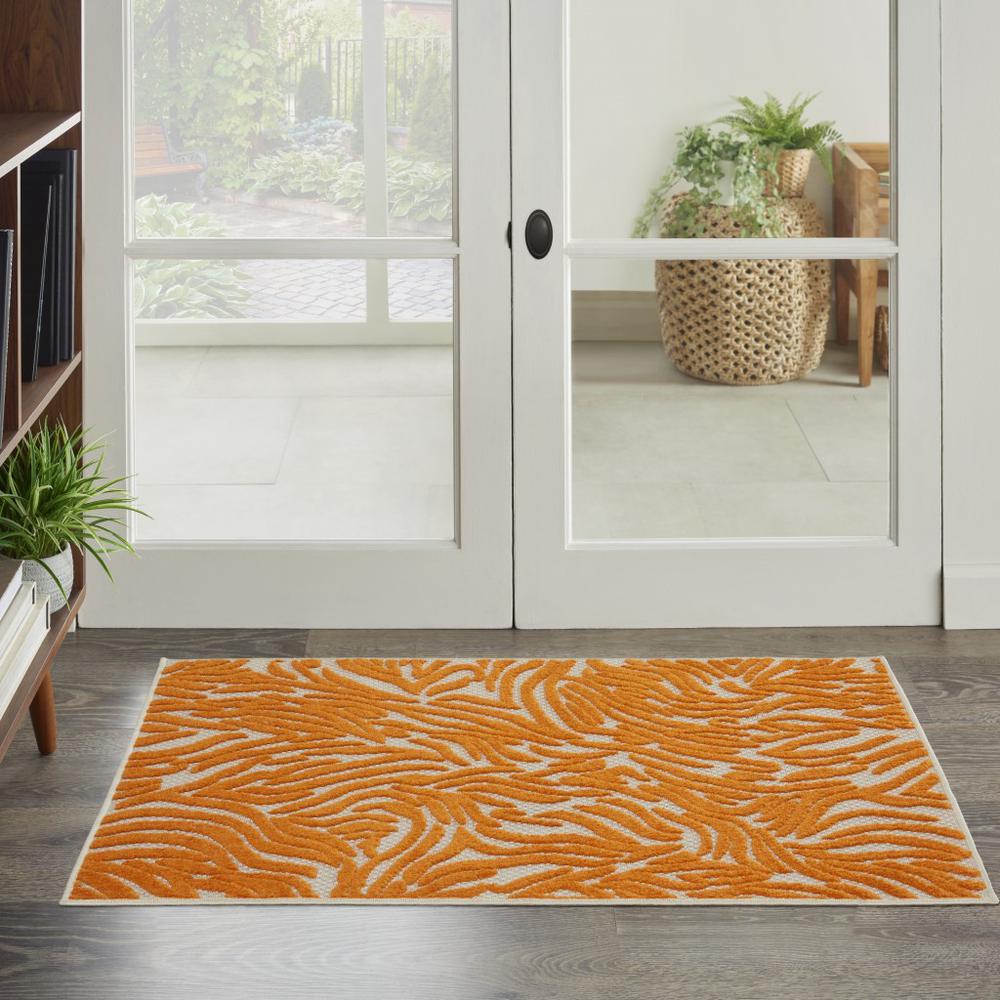 3’ x 4’ Orange Zebra Pattern Indoor Outdoor Area Rug - 384589. Picture 4