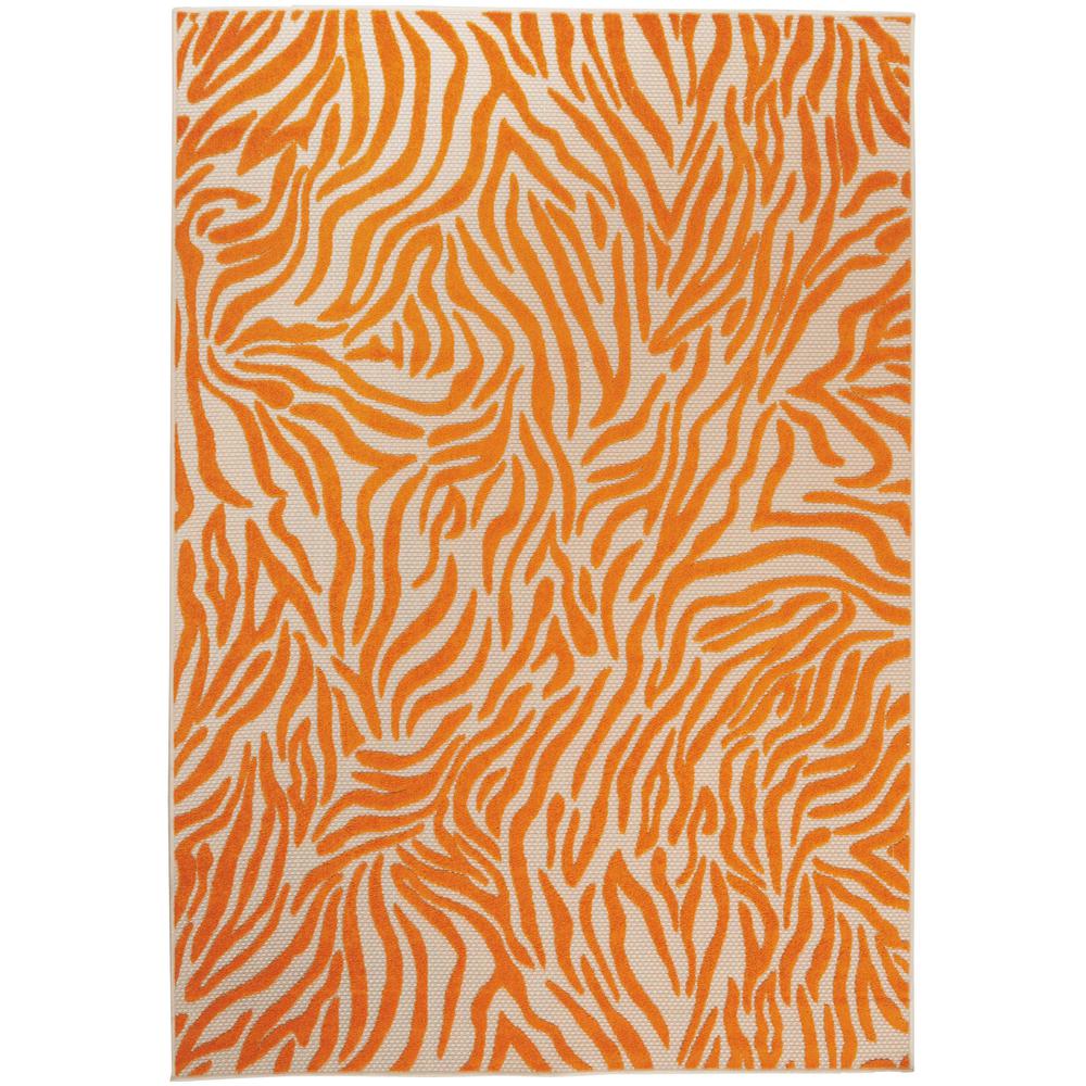 4’ x 6’ Orange Zebra Pattern Indoor Outdoor Area Rug - 384590. Picture 1