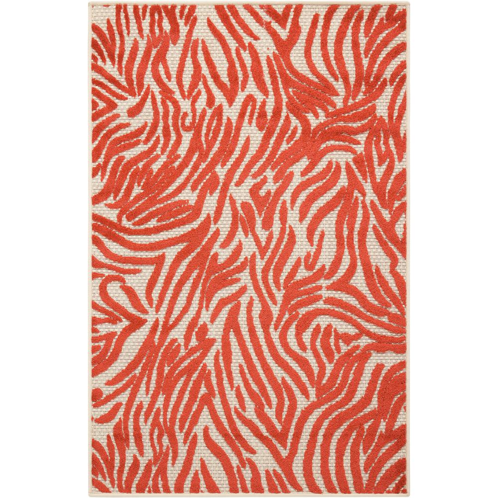 3’ x 4’ Red Zebra Pattern Indoor Outdoor Area Rug - 384593. Picture 1