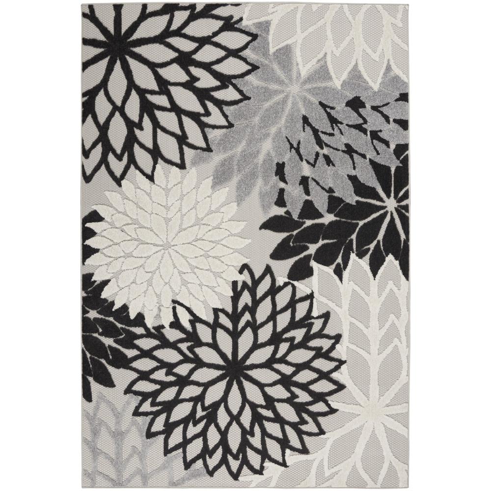 4’ x 6’ Black Gray White Indoor Outdoor Area Rug - 384597. Picture 1