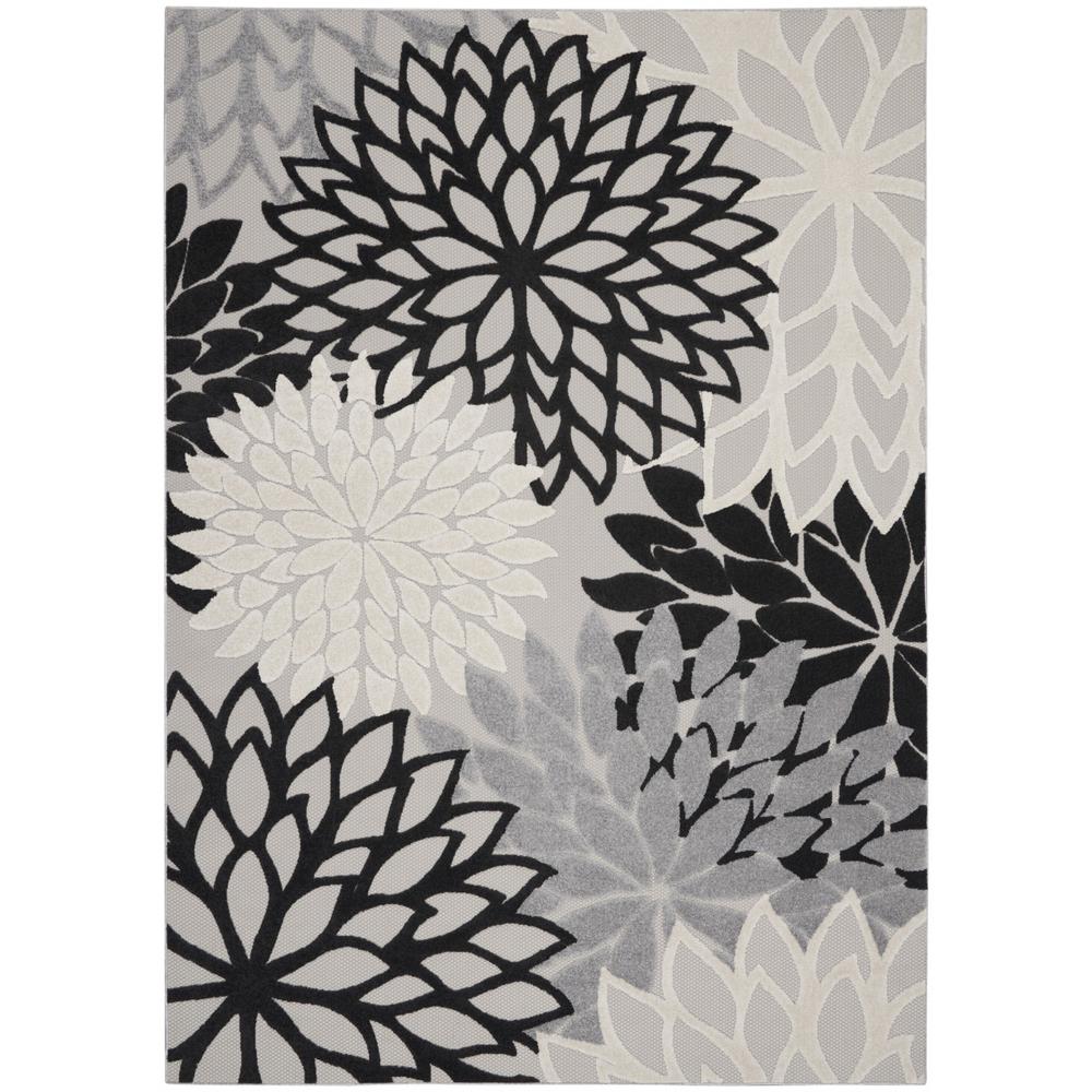 7’ x 10’ Black Gray White Indoor Outdoor Area Rug - 384601. The main picture.