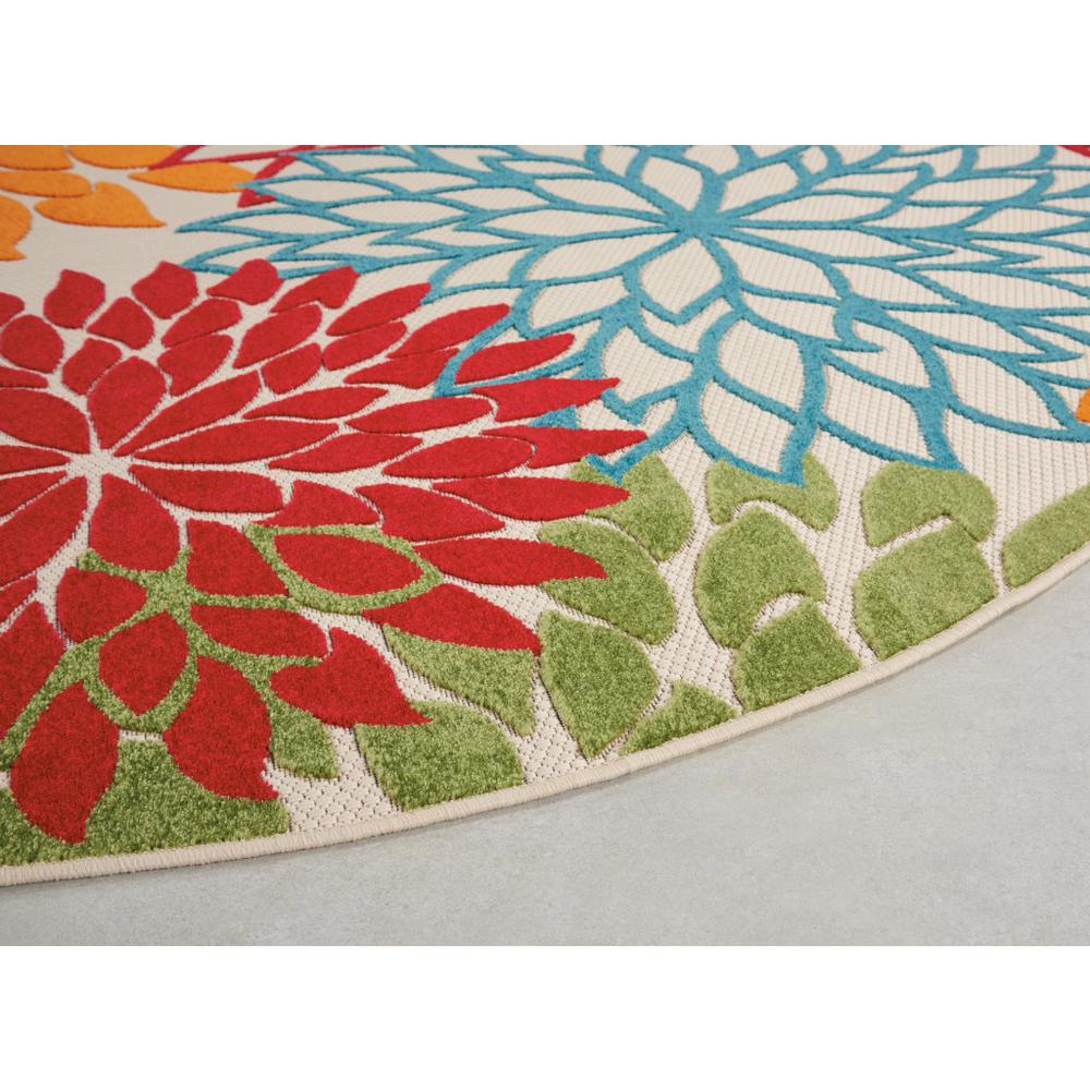 8’ Round Green Floral Indoor Outdoor Area Rug Green. Picture 6