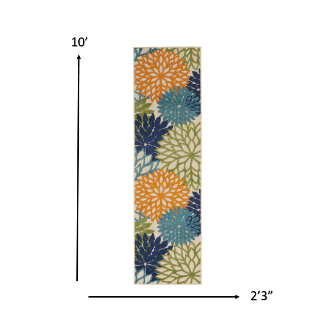 2’ x 10' Orange Floral Outdoor Runner Rug Multicolor. Picture 9