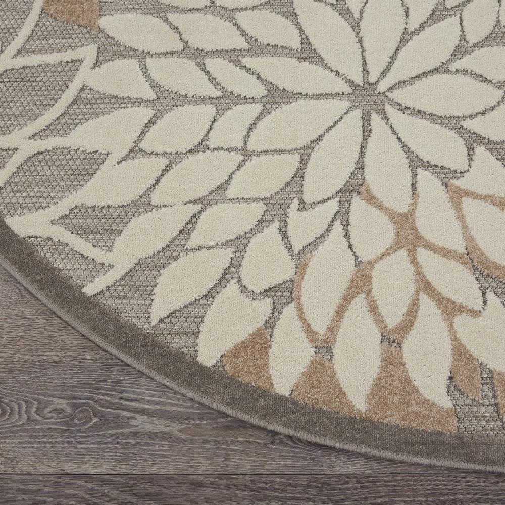4’ Round Natural and Gray Indoor Outdoor Area Rug - 384660. Picture 2