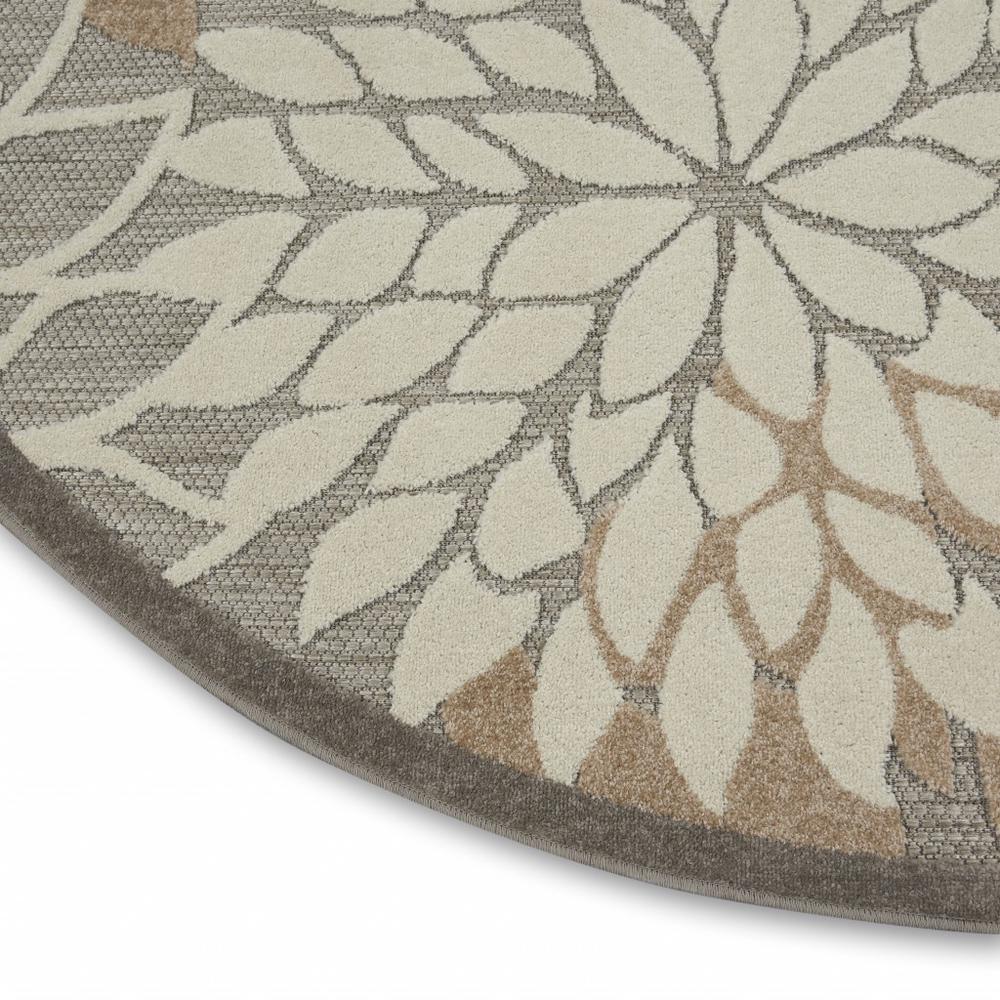 4’ Round Natural and Gray Indoor Outdoor Area Rug - 384660. Picture 7