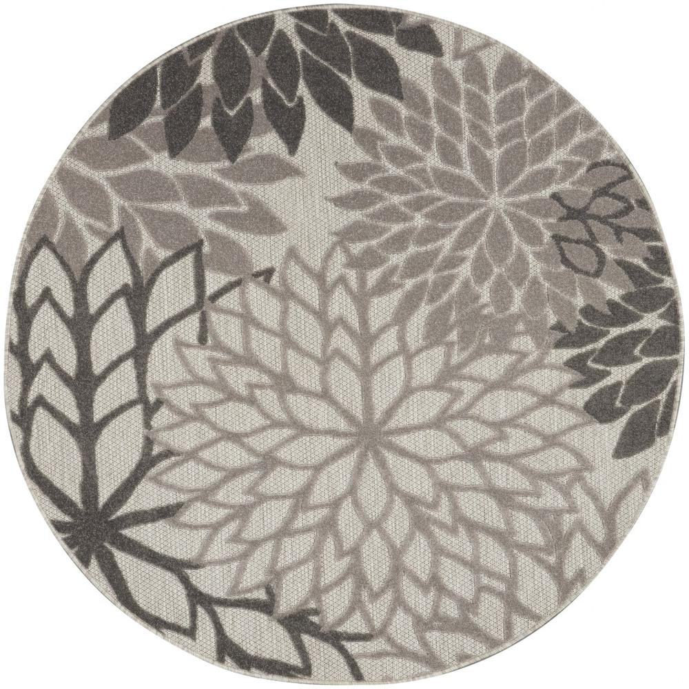 4’ Round Silver and Gray Indoor Outdoor Area Rug - 384699. Picture 1