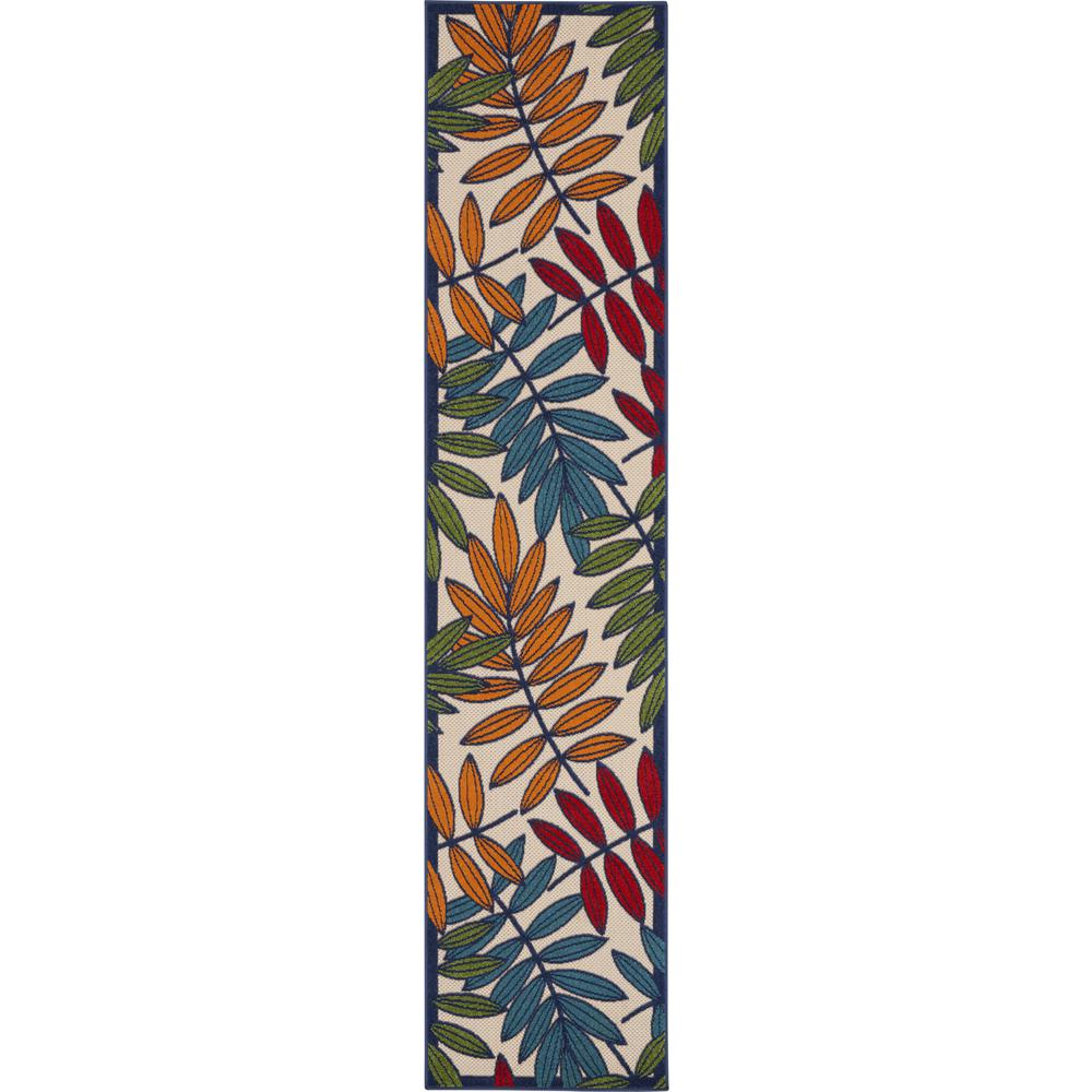 2’x 10’ Multicolored Leaves Indoor Outdoor Runner Rug - 384810. The main picture.