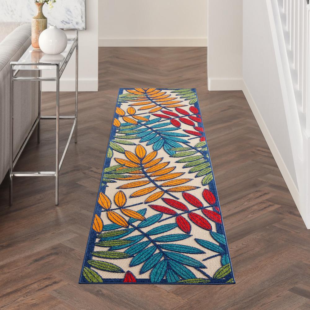 2’x 10’ Multicolored Leaves Indoor Outdoor Runner Rug - 384810. Picture 4
