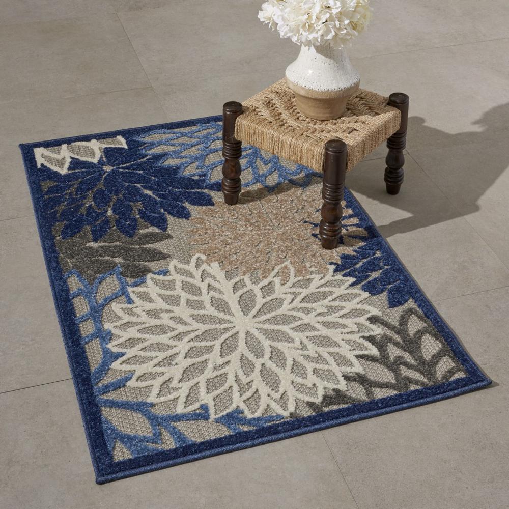 3’ x 4’ Blue Large Floral Indoor Outdoor Area Rug Blue/Multicolor. Picture 6