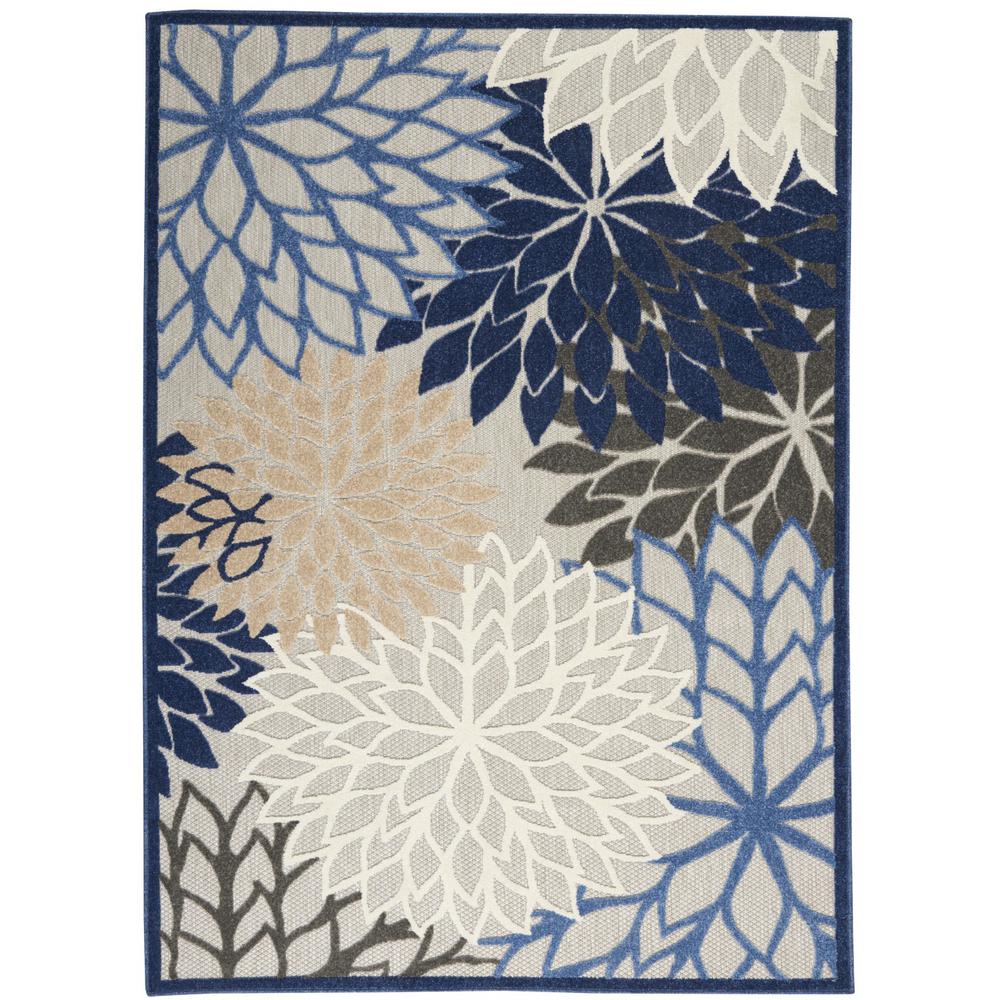 4’ x 6’ Blue Large Floral Indoor Outdoor Area Rug Blue/Multicolor. Picture 1