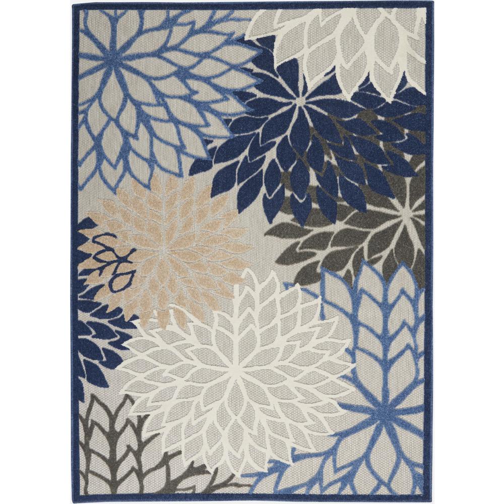 6’ x 9’ Blue Large Floral Indoor Outdoor Area Rug Blue/Multicolor. Picture 1