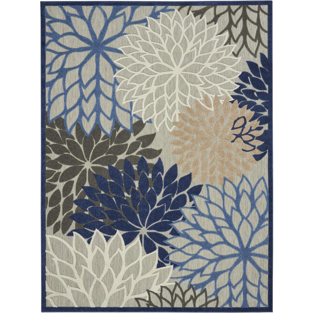 7’ x 10’ Blue Large Floral Indoor Outdoor Area Rug Blue/Multicolor. Picture 1