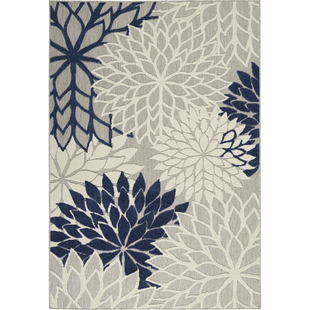 4’ x 6’ Ivory and Navy Indoor Outdoor Area Rug - 384831. Picture 1