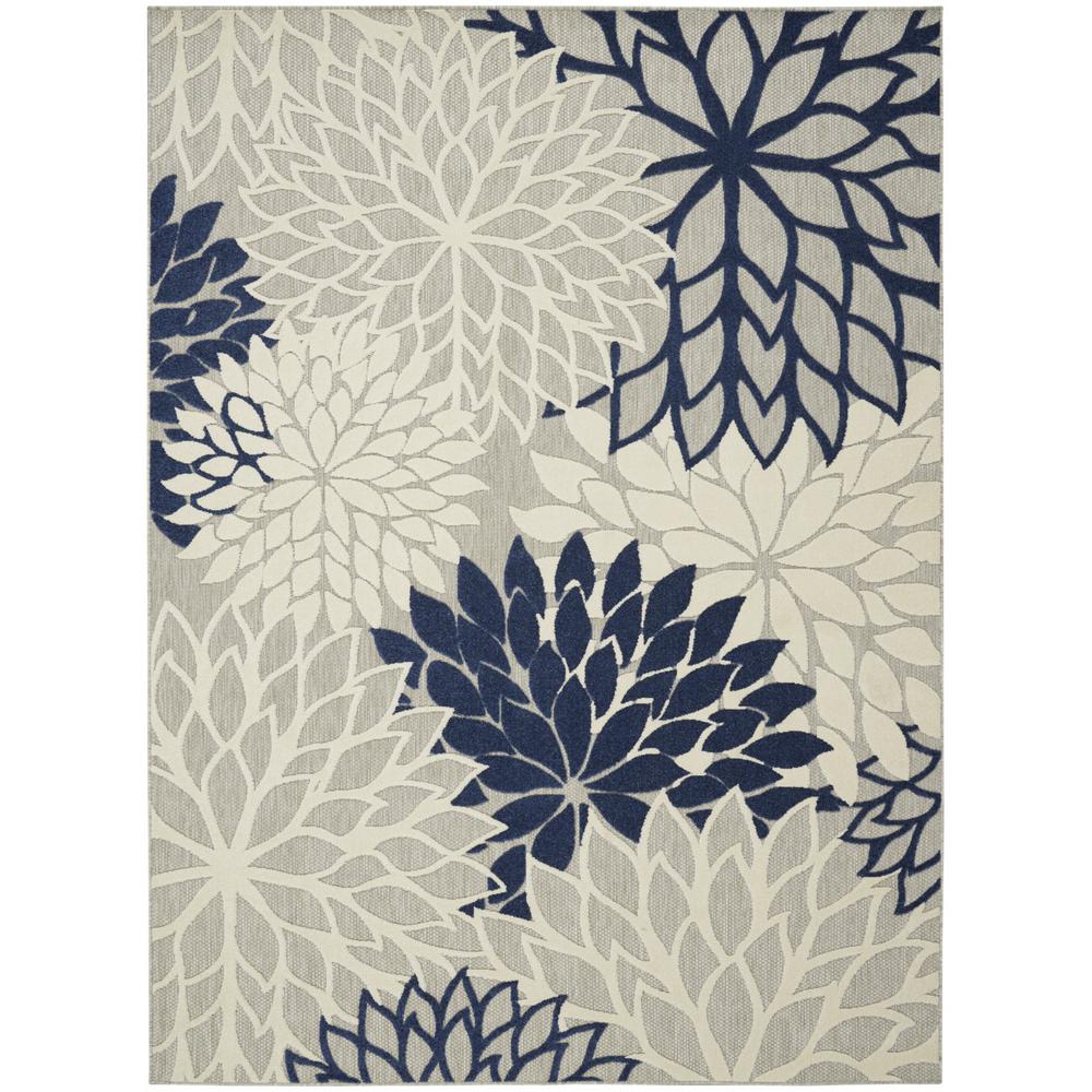 7’ x 10’ Ivory and Navy Indoor Outdoor Area Rug - 384836. The main picture.