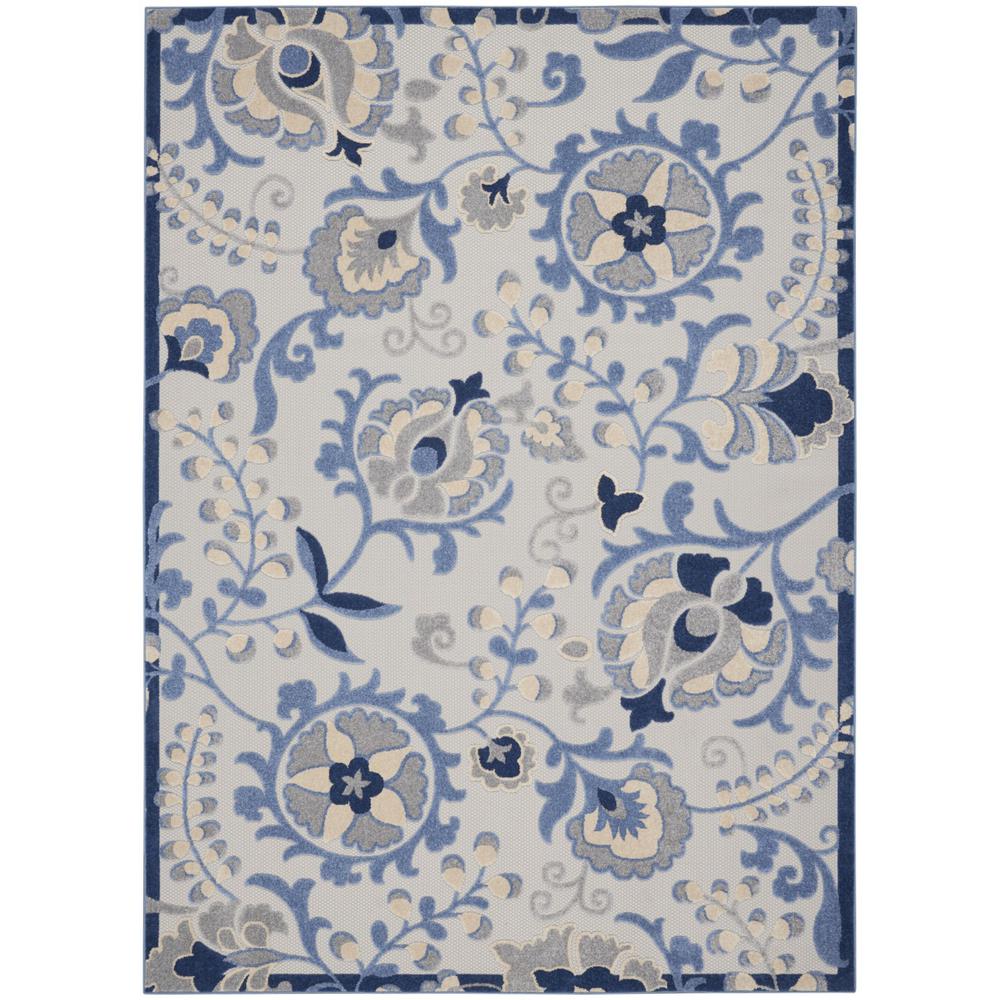 7’ x 10’ Blue and Gray Indoor Outdoor Area Rug - 384841. Picture 1