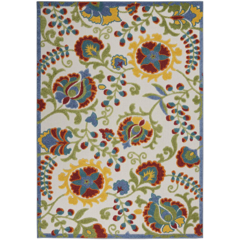 4’ x 6’ Ivory Multi Floral Indoor Outdoor Area Rug - 384844. Picture 1