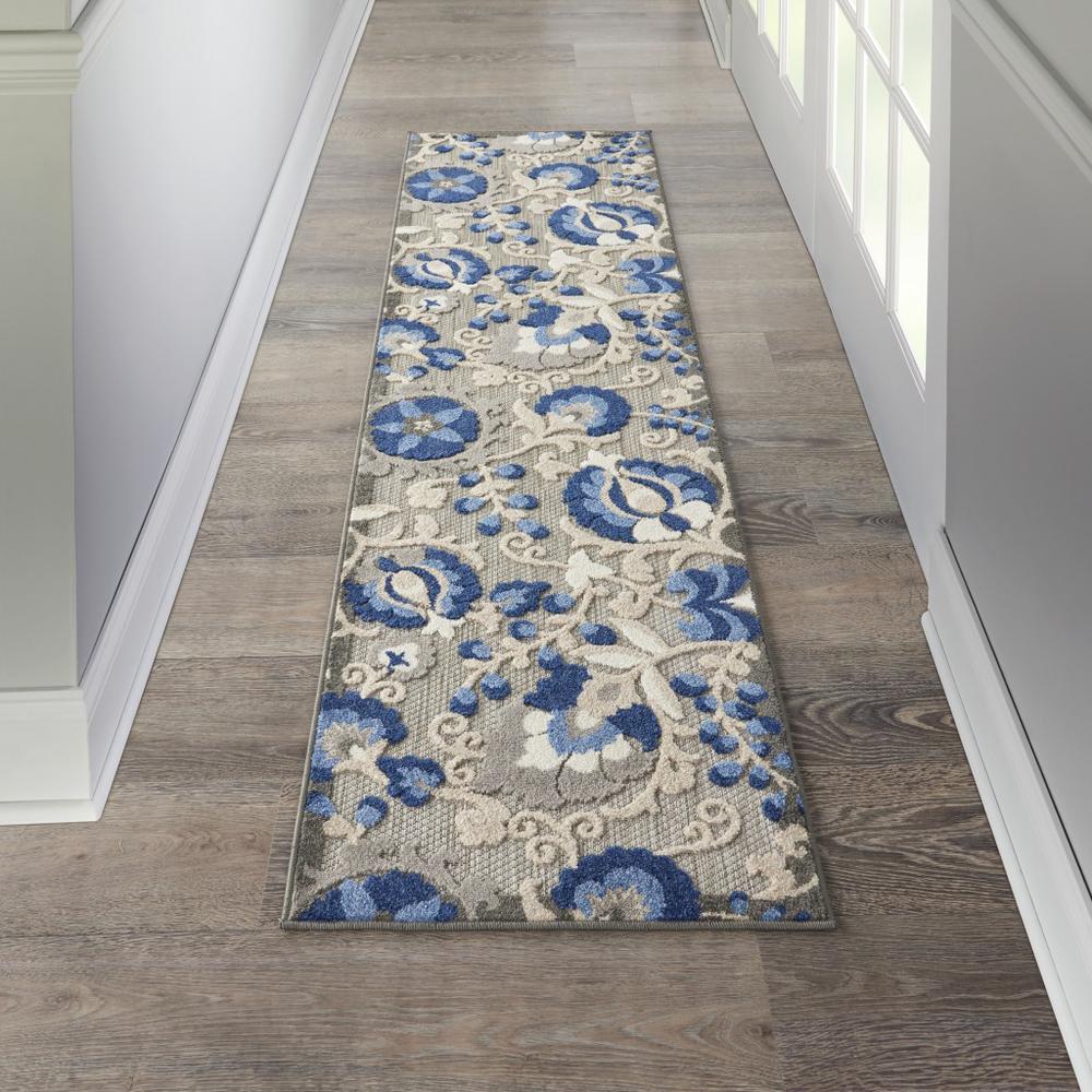 2’ x 8’ Natural and Blue Indoor Outdoor Runner Rug - 384853. Picture 4