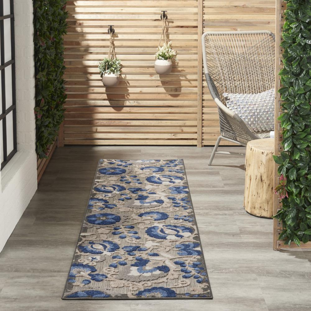 2’ x 8’ Natural and Blue Indoor Outdoor Runner Rug - 384853. Picture 5