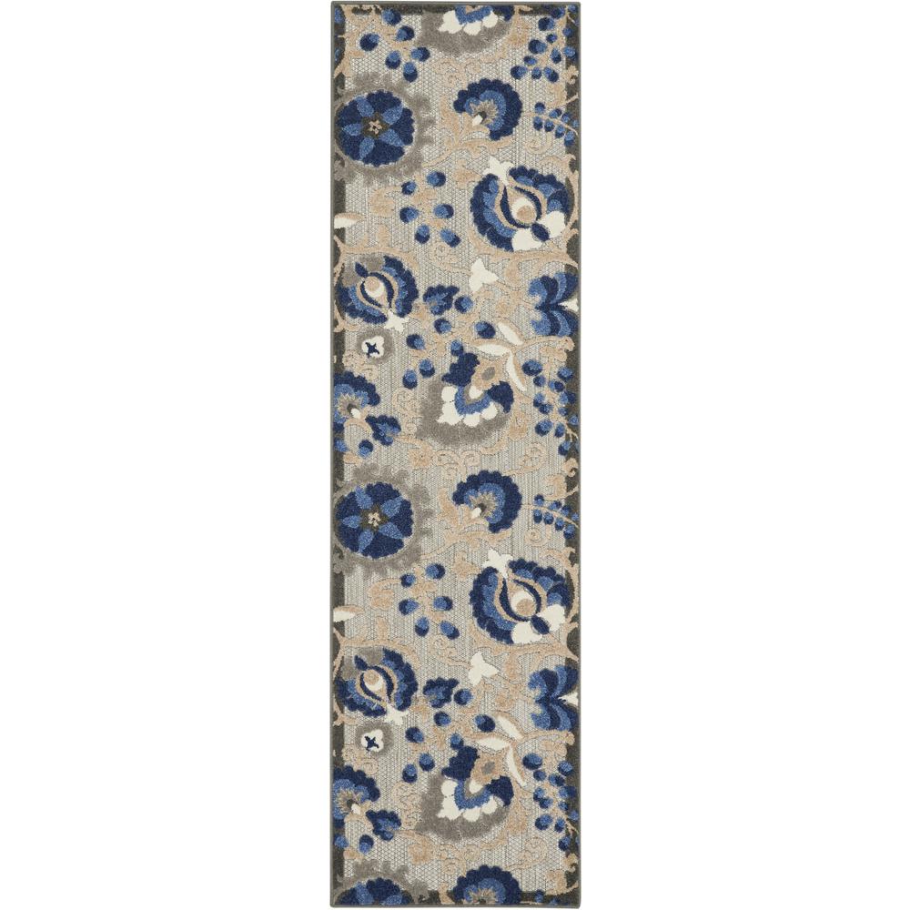 2’ x 10’ Natural and Blue Indoor Outdoor Runner Rug - 384854. Picture 1
