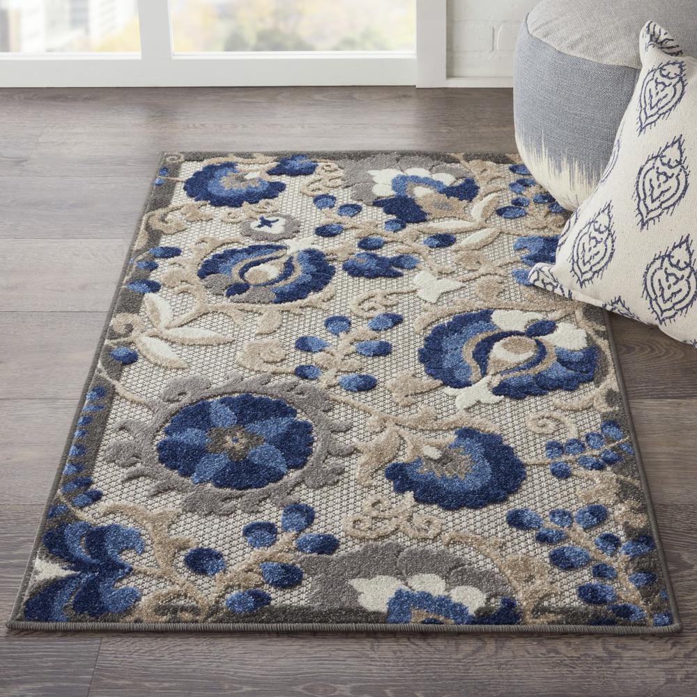 3’ x 4’ Natural and Blue Indoor Outdoor Area Rug - 384856. Picture 4