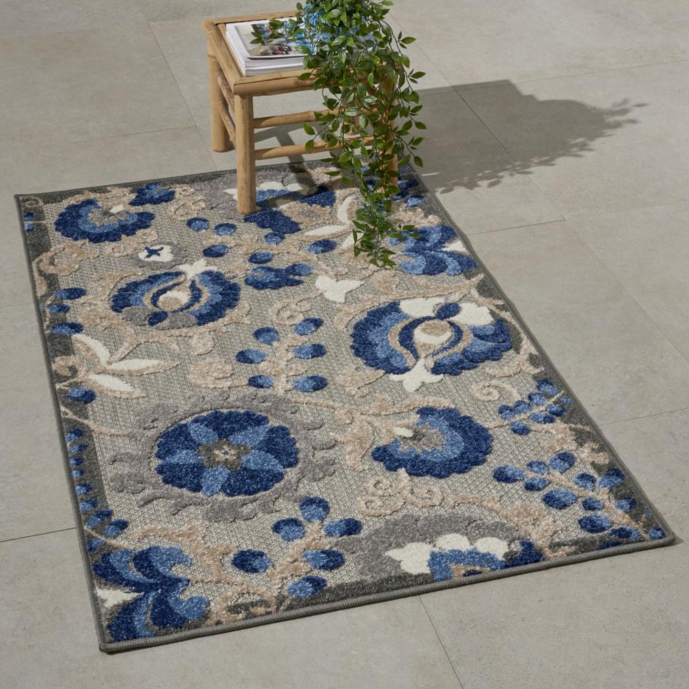 3’ x 4’ Natural and Blue Indoor Outdoor Area Rug - 384856. Picture 6