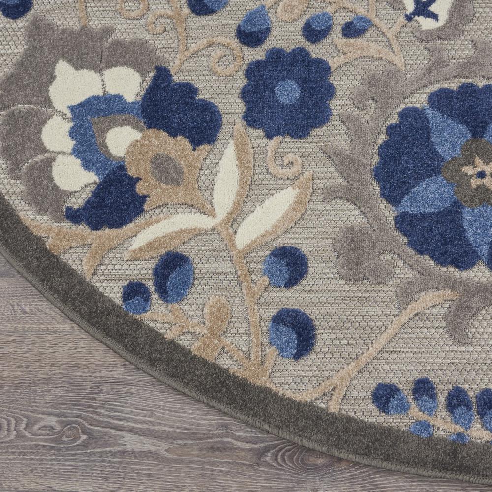 4’ Round Natural and Blue Indoor Outdoor Area Rug - 384858. Picture 2