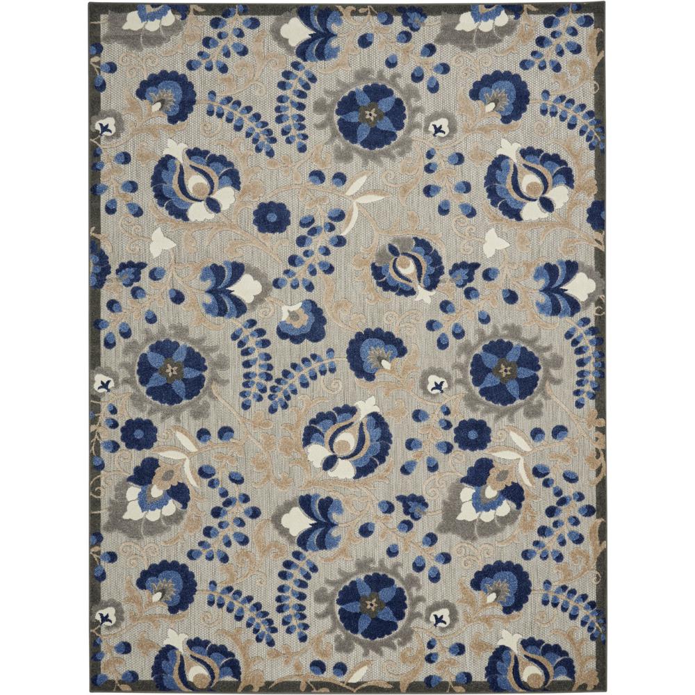 7’ x 10’ Natural and Blue Indoor Outdoor Area Rug - 384862. Picture 1