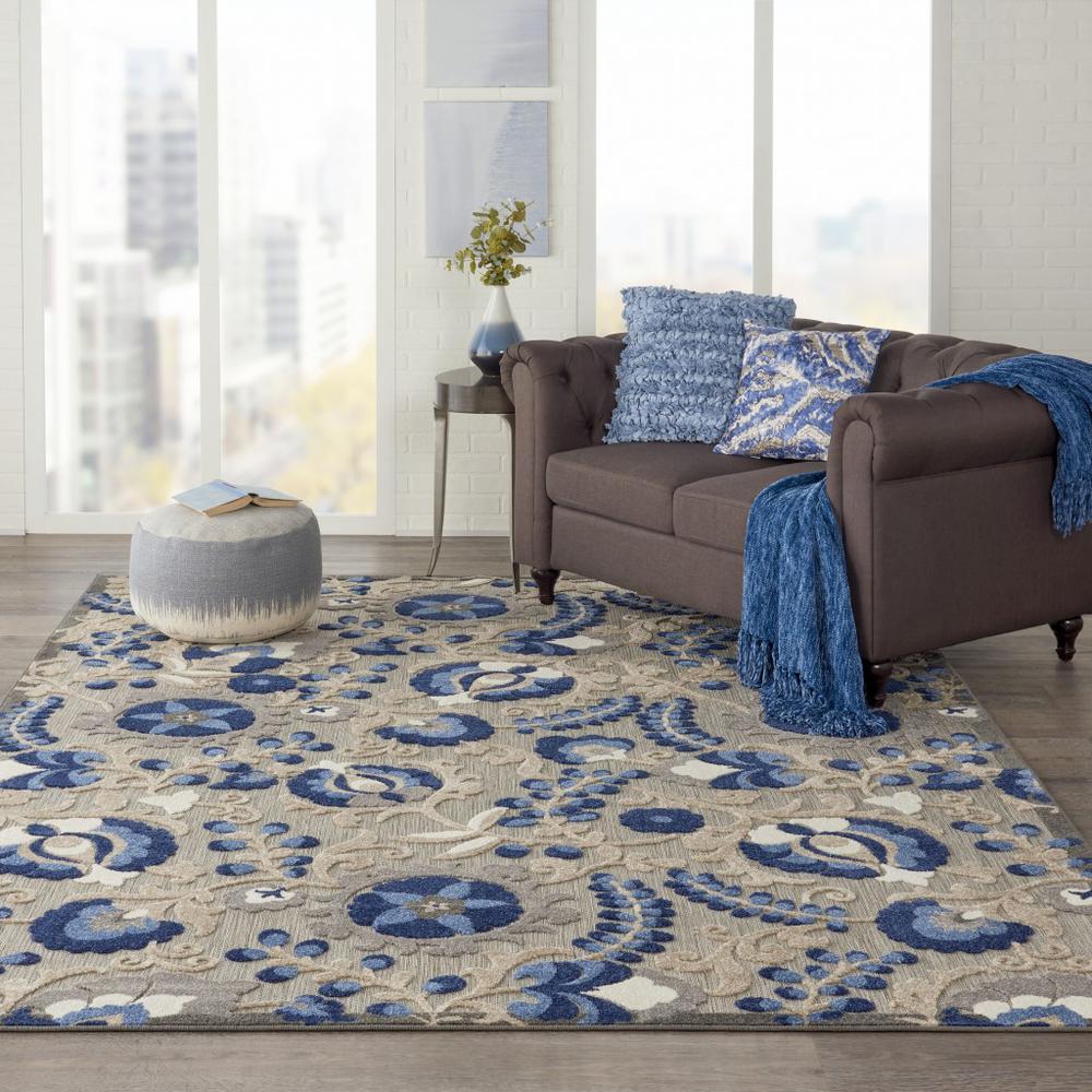 7’ x 10’ Natural and Blue Indoor Outdoor Area Rug - 384862. Picture 4