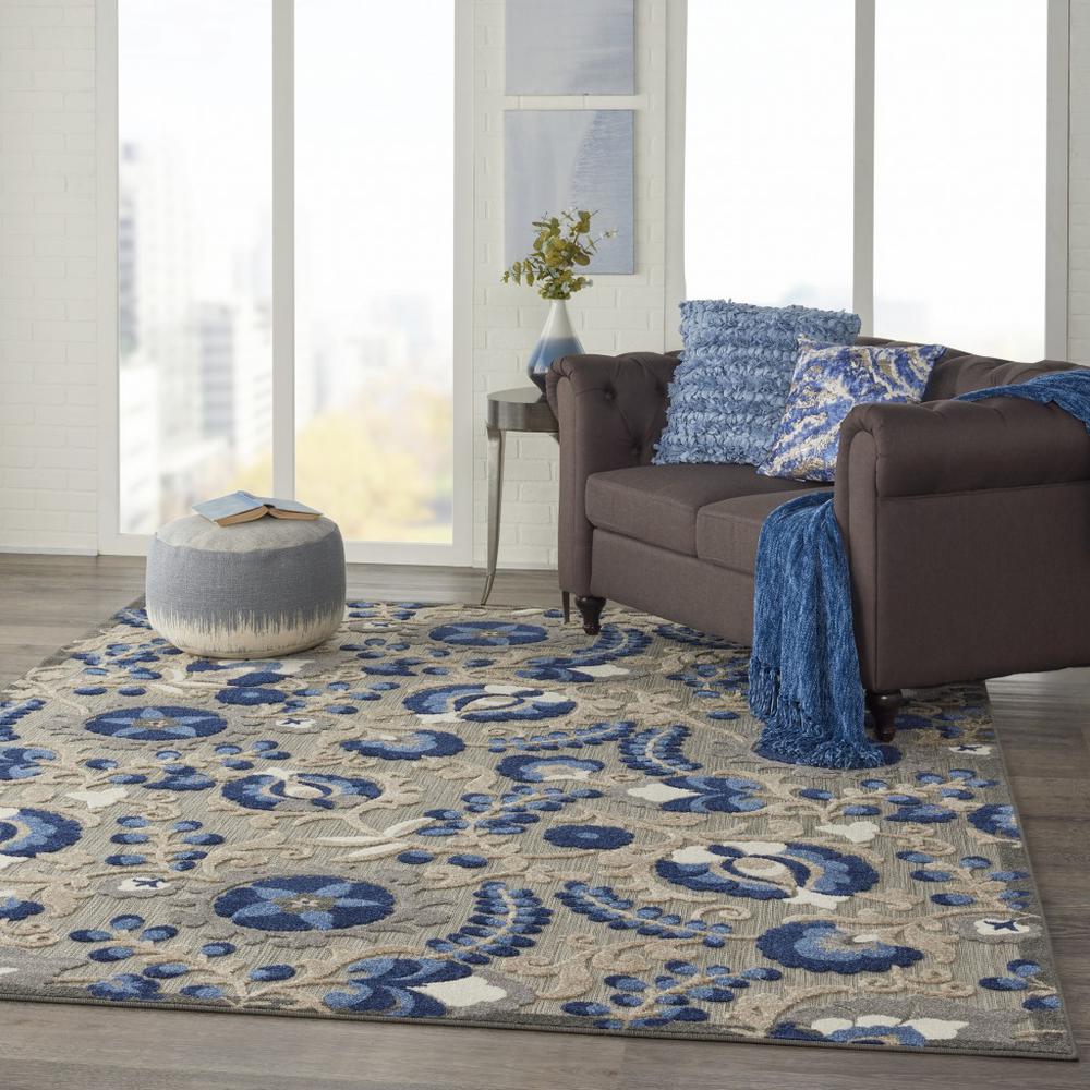 7’ x 10’ Natural and Blue Indoor Outdoor Area Rug - 384862. Picture 6