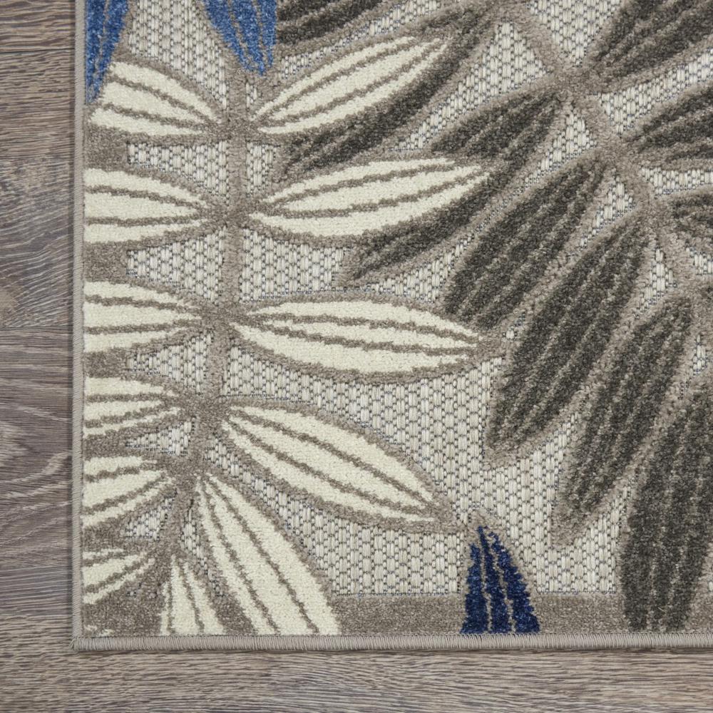 2’ x 6’ Gray and Blue Leaves Indoor Outdoor Runner Rug - 384865. Picture 2