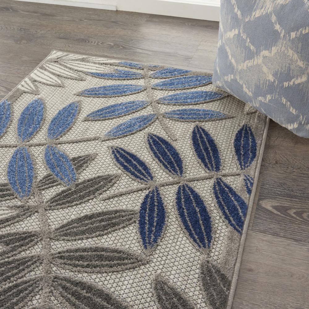 3’ x 4’ Gray and Blue Leaves Indoor Outdoor Area Rug - 384868. Picture 5
