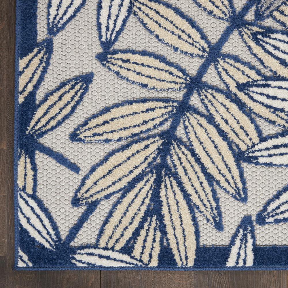 4’ x 6' Ivory and Navy Leaves Indoor Outdoor Area Rug - 384880. Picture 2