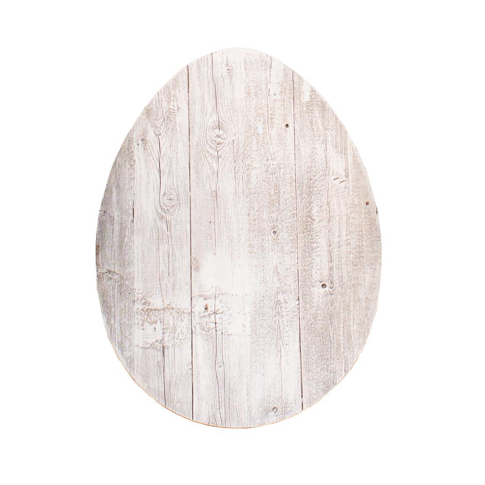 12" Farmhouse White Wwash Wooden Large Egg - 384892. Picture 1