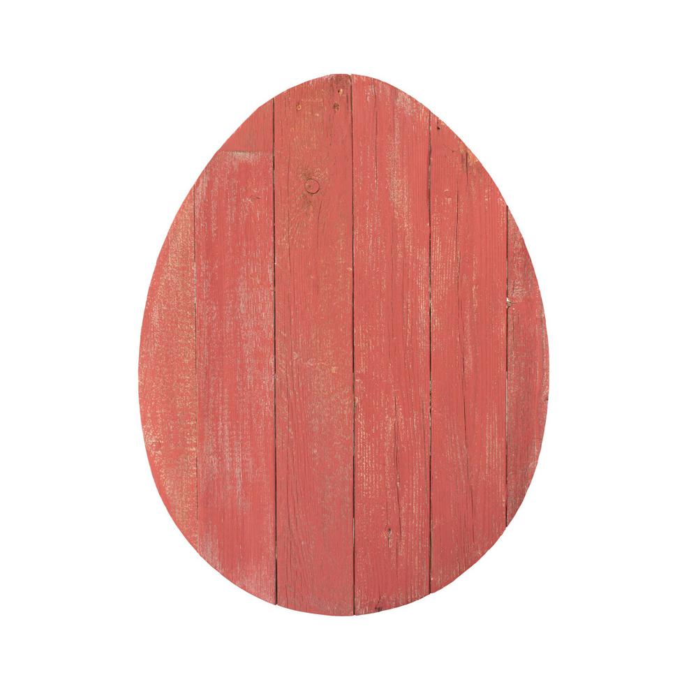 18" Rustic Farmhouse Red Wooden Large Egg - 384894. Picture 1