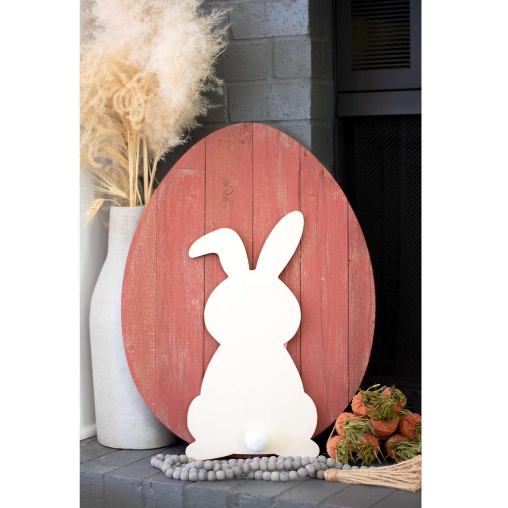 18" Rustic Farmhouse Red Wooden Large Egg - 384894. Picture 3