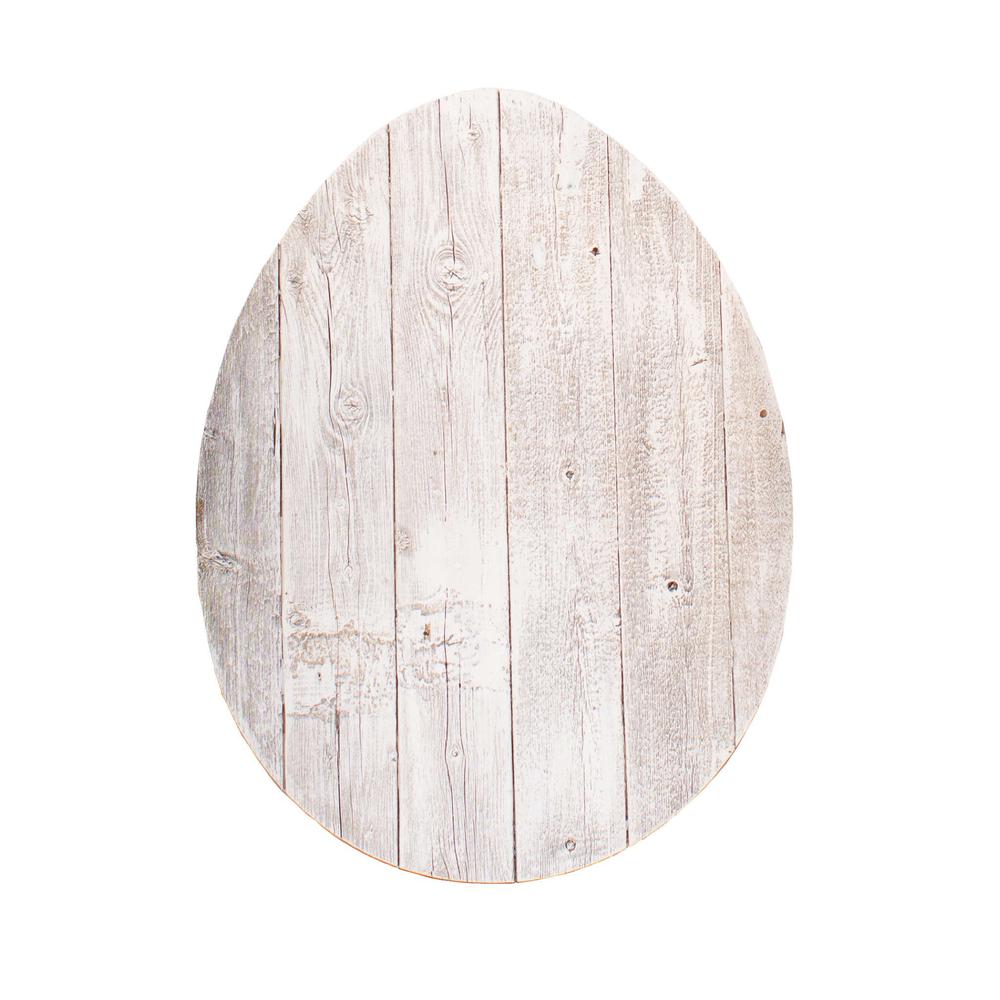 18" Rustic Farmhouse White Wash Wood Large Egg - 384895. Picture 1