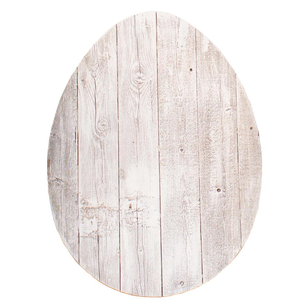 24" Rustic White Wash Wood Large Egg - 384898. Picture 1